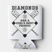 Diamanten sind die besten Girls - Funny Baseball Dosenkühler (Rückseite)