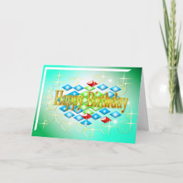 Diamanten Sterne Blasen in Gold und Grün Geburtsta Karte