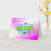 Diamanten Sterne Blasen in Gold und rosa Geburtsta Karte (Gelbe Blume)