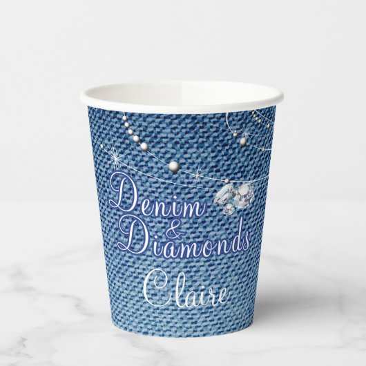 Diamanten und Denim Party Paper Cup Pappbecher (Links)
