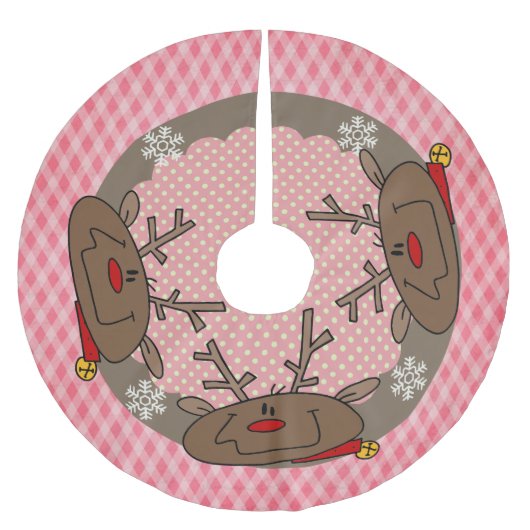 Diamanten und Dots-Rentierfels Polyester Weihnachtsbaumdecke (Vorderseite)