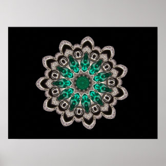 Diamanten und Emeralds Kaleidoscope Poster
