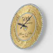 Diamanten und Gold 50. Hochzeitstag Große Wanduhr (Winkel)