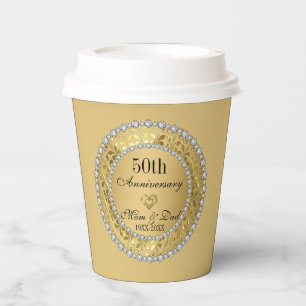 Diamanten und Gold 50. Hochzeitstag Pappbecher