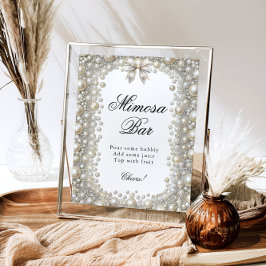 Diamanten und Perlen Bridal Dusche Mimosa Bar Poster