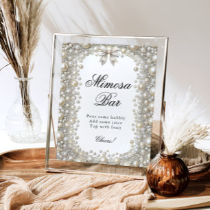 Diamanten und Perlen Bridal Dusche Mimosa Bar Poster