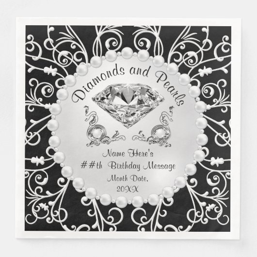 Diamanten und Perlen Party Thema Napkins Serviette (Vorderseite)