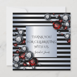 Diamanten und Rubine auf schwarzen und silbernen S