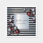 Diamanten und Rubine auf schwarzen und silbernen S Serviette (Vorderseite)