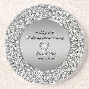 Diamanten und Silber zum 25. Hochzeitstag Untersetzer