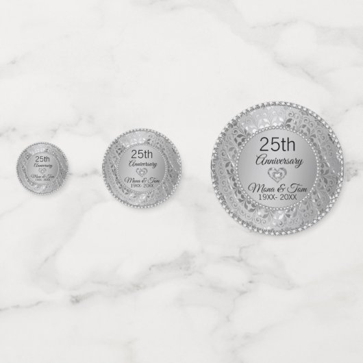 Diamanten und SilberDamaskus Konfetti (Vorderseiten)