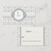 Diamanten und Spitzen, Monogramm-Hochzeitstisch Platzkarte (Vorne/Hinten)