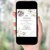 Diamanten weiße Blumen 60. Hochzeitstag Einladung