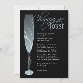 Diamantene Champagner-Toasteinladung Blau Einladung