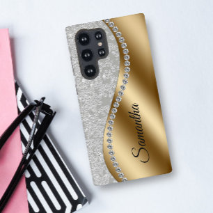 Diamantene Faux-Bling-Gold-Metall-Personalisiert G Samsung Galaxy Hülle
