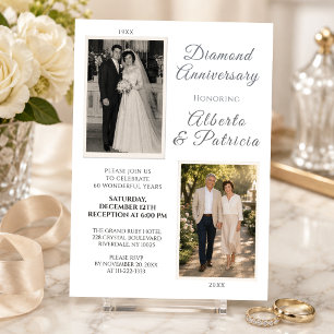 Diamantene Hochzeit Dann & Jetzt Foto-Hochzeit Einladung