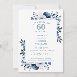 Diamantene Hochzeit Monogramm Floral Einladung
