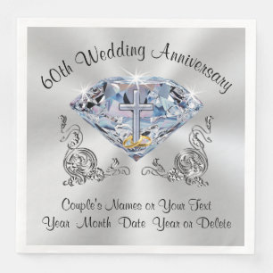 Diamantene Hochzeitstag Servietten, Personalisiert Serviette