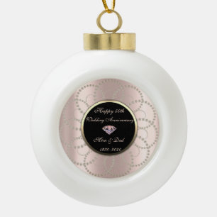 Diamantene Perlen Roségold 50. Hochzeitstag Keramik Kugel-Ornament