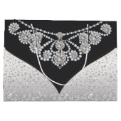 Diamantene schwarze Damen-Silber-Tasche Große Geschenktüte (Rückseite)