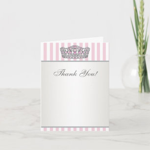 Diamantene Tiara Silber Rosa Prinzessin Danke Kart