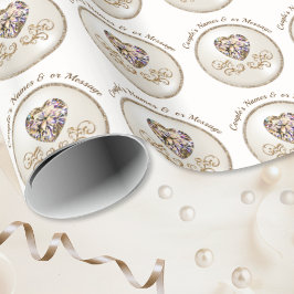 Diamantenherz, Personalisiertes Hochzeitszackpapie Geschenkpapier