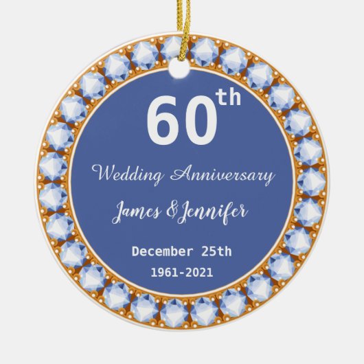 Diamantenjubiläum 60. Individuelle Name Keramik Ornament (Vorne)