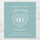 Diamantenjubiläum 60 Jahre Weinetiketten für Liebe Weinetikett (Einzelnes Label)