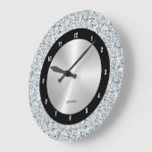 Diamantenmuster aus weißem Imitat Große Wanduhr (Winkel)