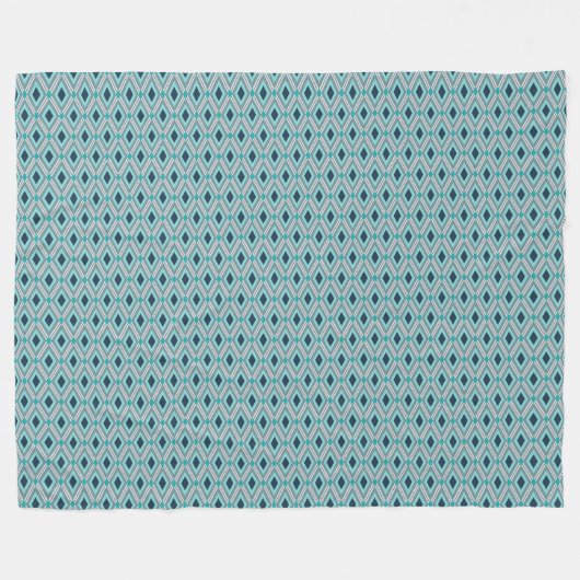 Diamantenmuster im Aquamarinen Hintergrund Fleecedecke (Vorderseite (Horizontal))