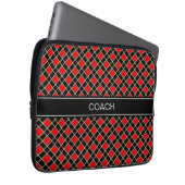 Diamantenmuster in Schwarz und Rot & Gürtel Laptopschutzhülle (Vorne Rechts)