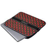 Diamantenmuster in Schwarz und Rot & Gürtel Laptopschutzhülle (Vorne Knopf)