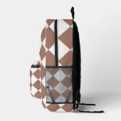 Diamantenmuster in Weiß und Mocha Mousse Bedruckter Rucksack (Rechts)