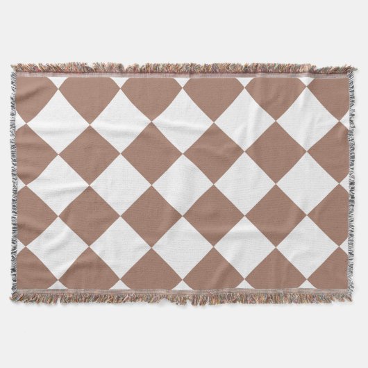 Diamantenmuster in Weiß und Mocha Mousse Decke (Vorderseite)