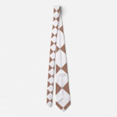Diamantenmuster in Weiß und Mocha Mousse Krawatte (Rückseite)