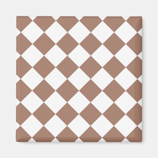 Diamantenmuster in Weiß und Mocha Mousse Magnet (Vorne)