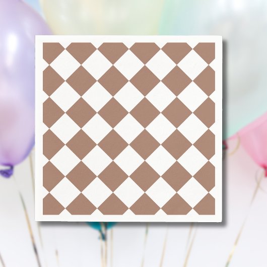 Diamantenmuster in Weiß und Mocha Mousse Serviette