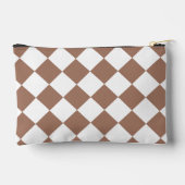 Diamantenmuster in Weiß und Mocha Mousse Zubehörtasche (Rückseite)