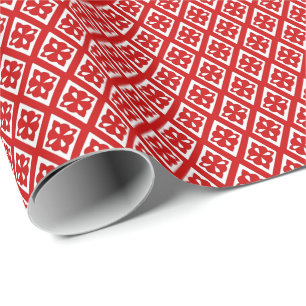 Diamantenmuster - tiefrot und weiß geschenkpapier