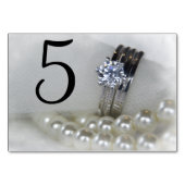 Diamantenrings und White Pearls Wedding Tischnummer (Rückseite)