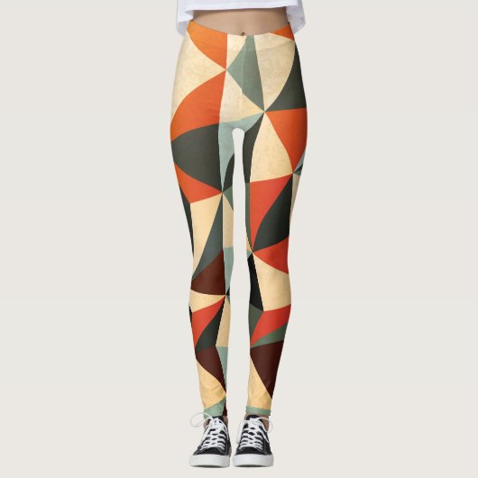 Diamantform: Abstraktes Vintages Design Leggings (Vorderseite)