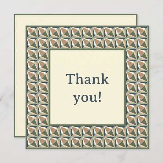 Diamantformen in neutralen Tönen Dankeskarte (Vorne/Hinten)