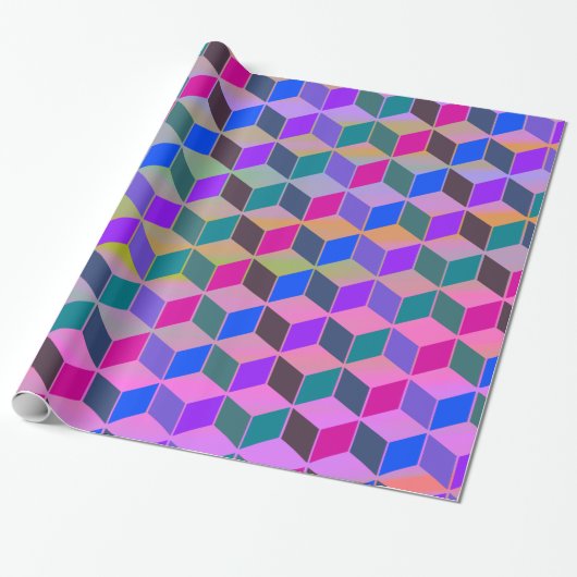 Diamantförmige Hexagon-Regenbogen Geschenkpapier (Ungerollt)