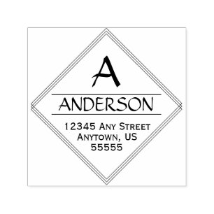 Diamantförmige Kalligraphie-Rücksendeadresse Permastempel