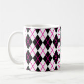 Diamantförmiger Argyle-Druck-Becher Schwarz Pink Kaffeetasse (Links)