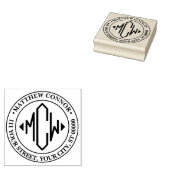 Diamantförmiges Anfangsmonogramm Rücksendeadresse Gummistempel (Stempel)