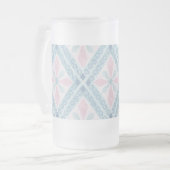 diamantförmiges blaues Muster Mattglas Bierglas (Vorderseite Links)