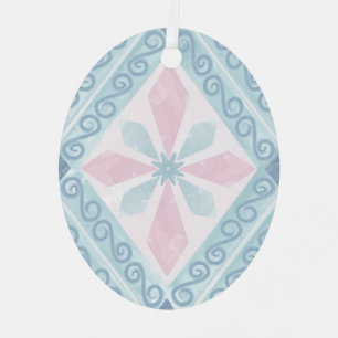 diamantförmiges blaues Muster Ornament Aus Metall