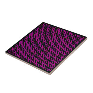 Diamantförmiges Harlekin-Muster Schwarz Hot Pink Fliese