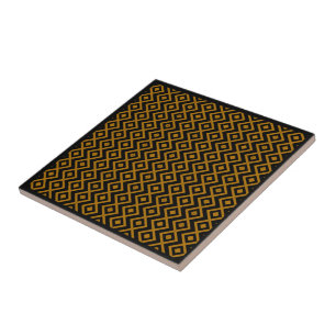 Diamantförmiges Harlekin-Muster Schwarz und Orange Fliese